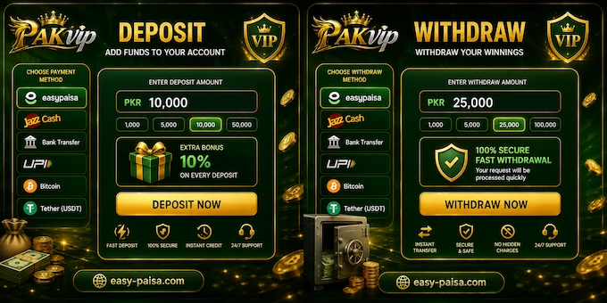 Pak Vip Deposit and Withdraw